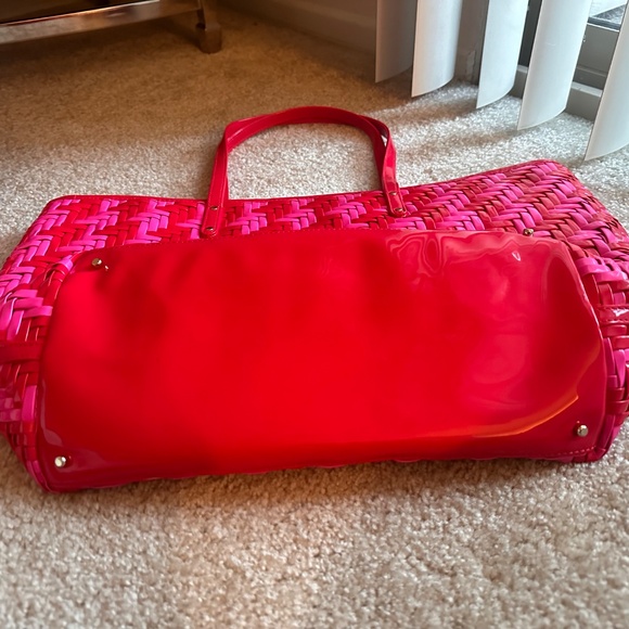 Rare Kate Spade Red & Pink Woven Tote Bag Purse - Picture 10 of 10